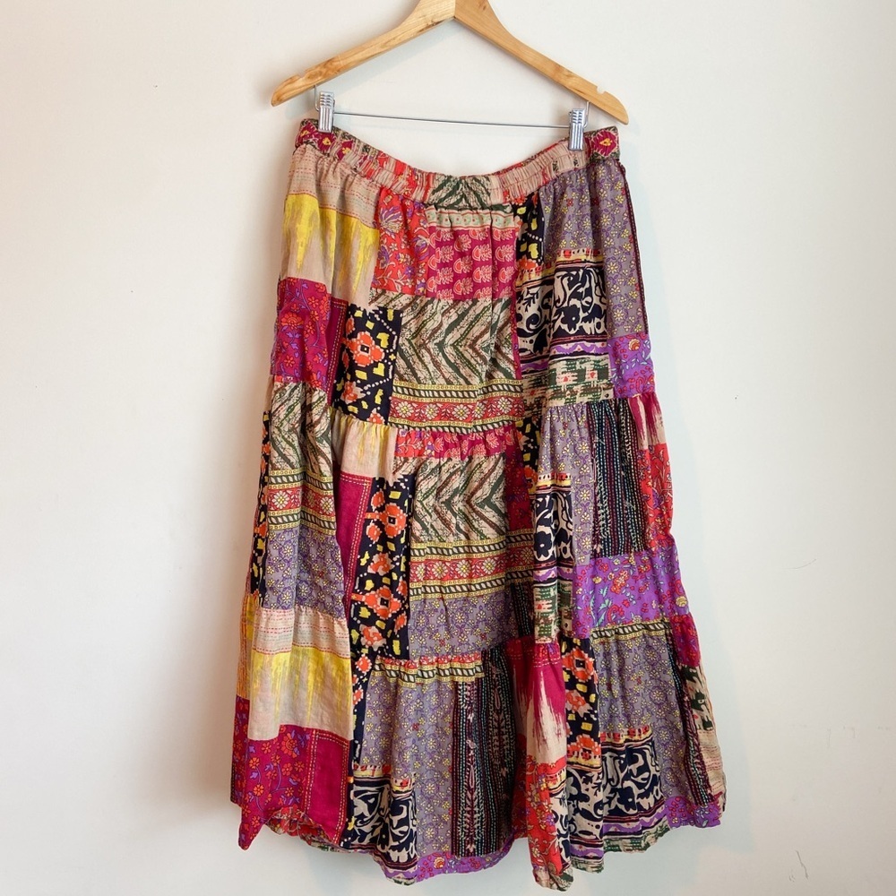 Bohemian Patchwork Pattern Maxi Skirt - Picture 5 of 5